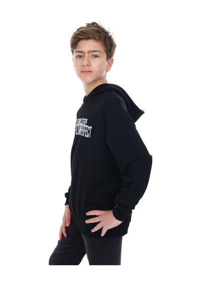 Toontoy Kids Toontoy Erkek Çocuk Oversize Kapüşonlu Hafif Düşük Omuz Baskılı Sweatshirt - 2 İplik Siyah Toontoy Kids Toontoy Erkek Çocuk Oversize Kapüşonlu Hafif Düşük Omuz Baskılı Sweatshirt - 2 İplik Siyah
