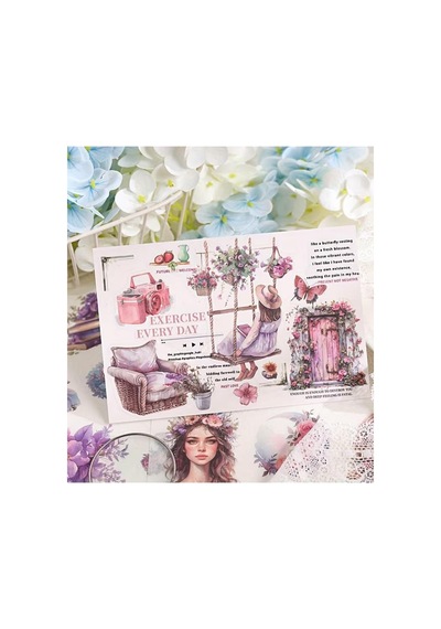 Kolbi Craft 24 Sayfa Washi Vinatge Retro Sticker Bullet Journal Scrapbook Laptop Renkli 3 Adet Çok Renkli