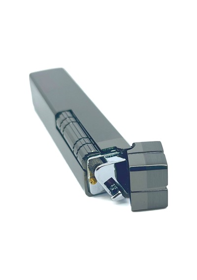 Slim Kare Metal Çakmak - Antrasit - Taşlı Gazlı
