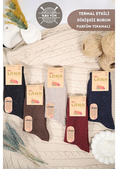 Kral Socks Kışlık Yün Çorap Lambswool Kuzu Yünlü Kadınlar Için Dikişsiz Termal ASORTİ