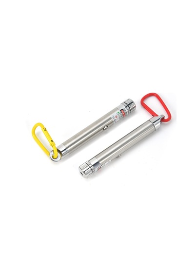 Gümüş Metal Kasa 5 Km Menzilli Lazer İşaretleyici & Led El Feneri - Karabinanalı Set Gri