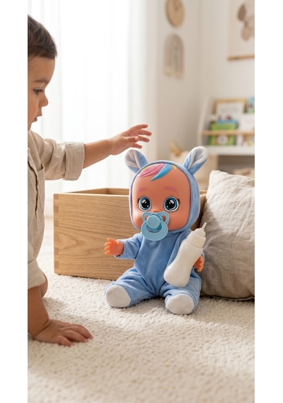 Ağlayan Ve Konuşan Et Bebek 20 Cm Su İçen Bebek Oyuncağı 3+ Yaş Açık Mavi