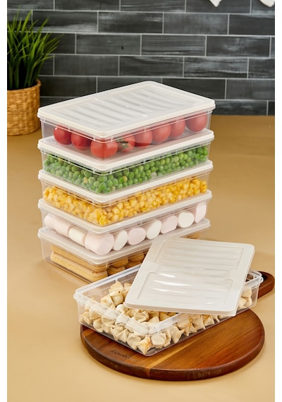 Multi Box 6 Lı Set Saklama Kabı Seti - Dondurucu & Mikrodalga Uyumlu Krem