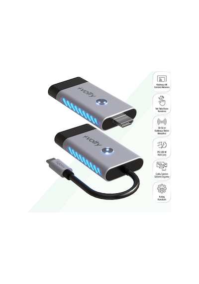 Type-c To Hdmı Kablosuz Görüntü Aktarıcı 50m 4k, 100w Pd Hızlı Şarj, 5ghz V0302002