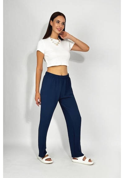Kadın Beli Lastikli Ayrobin Eşofman Pantolon Lacivert