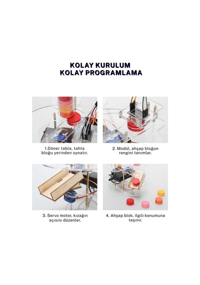 Programlanabilir Renk Ayırıcı Robot Kiti Arduino Uyumlu Robotik Ve Stem Eğitim Deney Seti