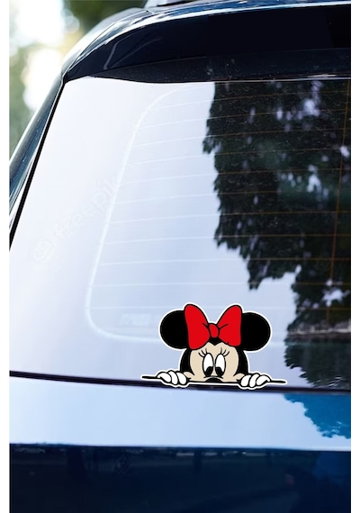 14 X 8 Cm Minnie Mouse Sticker Araba Laptop Oto Motor Sticker