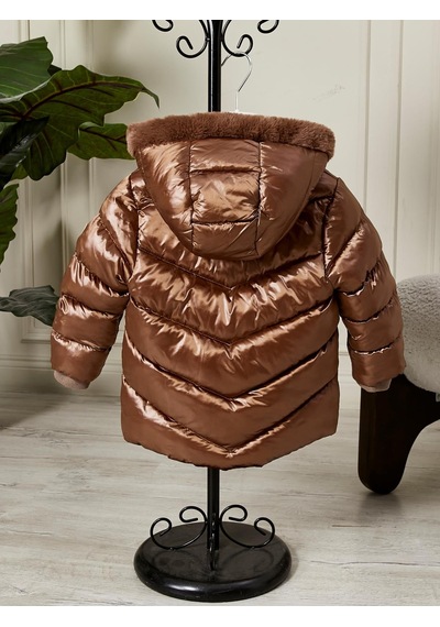 Benitto Kids Kız Bebek Çocuk Kapüşonlu Mont 51360 Kahve
