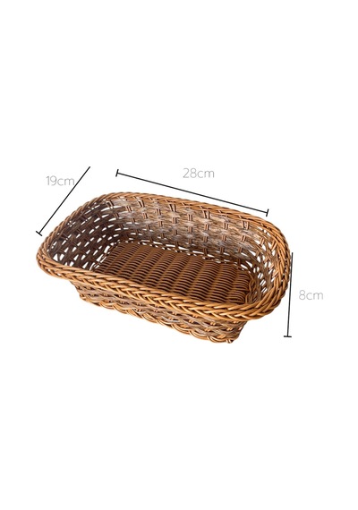 Plastik Rattan Ekmeklik, Ekmek Sepeti Dikdörtgen Kahve Krem