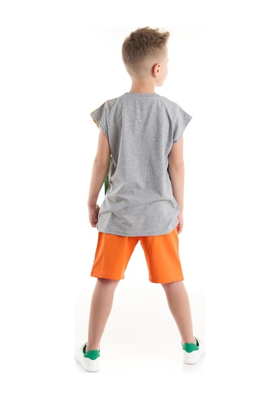 Denokids Mshb&g T-Rex Alev Erkek Çocuk T-Shirt Şort Takım Çok Renkli
