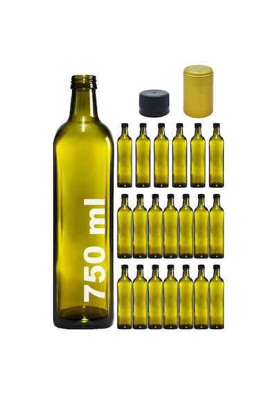 750 Ml Yeşil Maraska Kilitli Sızdırmaz Kapaklı Yağ Şişesi 750 Cc Kapüşonlu Köşeli Cam Şişe 20 Adet Diğer
