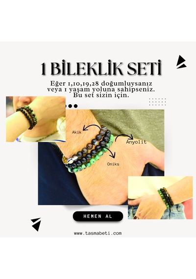 Numerolojik 1 si Bileklik Seti Liderliğini Hatırla Yolunu Aydınlat Çok Renkli