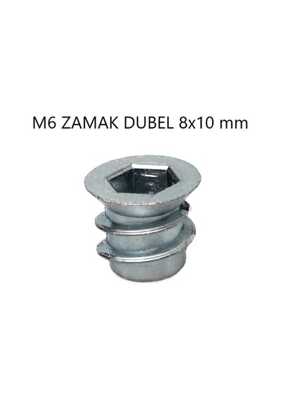 Metal Dübel Mobilya Bağlantı Zamak Vida Yuvası 10'lu M6 10X25