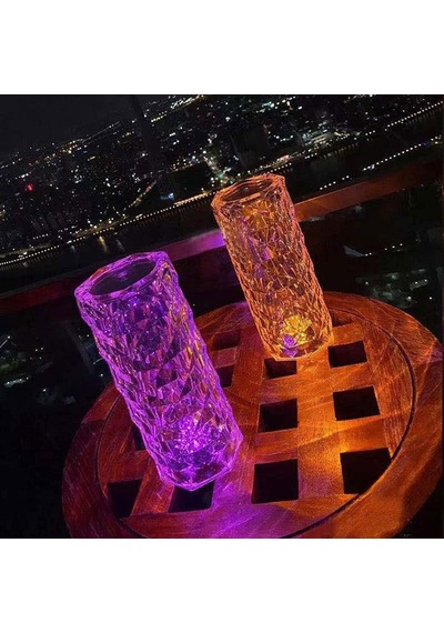 Big Rose Diamond Table Lamp Usb Charging Rgb Multi Colors Totch Lamp Kumandalı Kristal Dev Masa Lambası Rgb Renkli