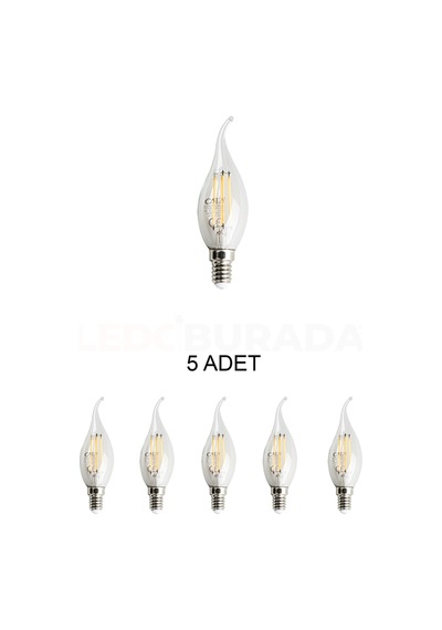 Cata Ct-4064 Edison Led Kıvrık Buji Ampul 7w Günışığı Sarı - 5 Li Paket