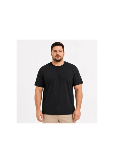 Butik İstanbul Erkek Battal Big Size Basic Tişört Bisiklet Yaka Rahat Kalıp T-shirt - Siyah