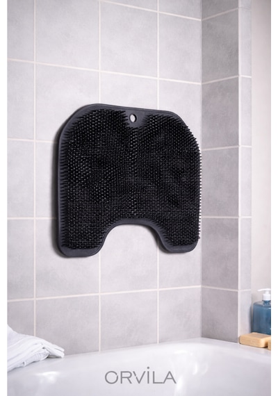Silikon Sırt Ve Ayak Masaj Matı / Banyo&duş İçi Kaydırmaz Taban Vantuzlu Paspas Antrasit - Gri