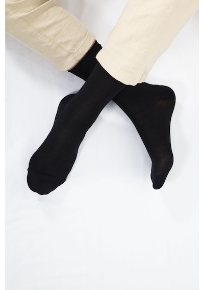 Kral Socks Bambu Erkek Soket Düz Uzun Çorap Klasik Yazlık Dikişsiz 6'lı Premium Set Siyah