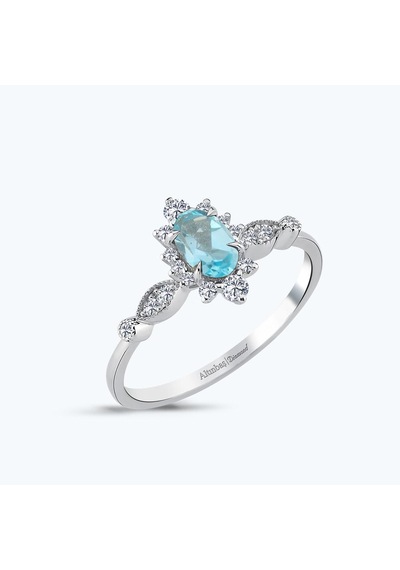 Altınbaş Pırlanta Mavi Topaz Oval Yüzük Pnf002skt-14k