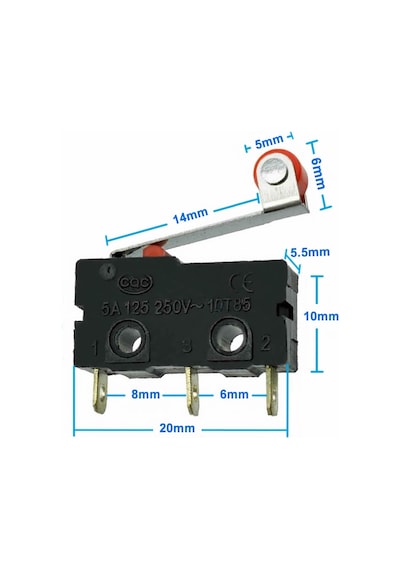 Makaralı Micro Switch Anahtar 5a 5a 250v Rulo Makara Kollu No Nc Com Spdt Sınırlayıcı Momentary