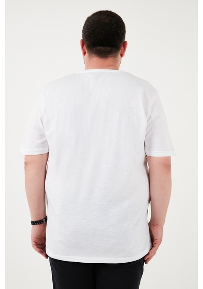 Buratti Pamuklu Regular Fit Büyük Beden Erkek T Shirt 59020001B Beyaz