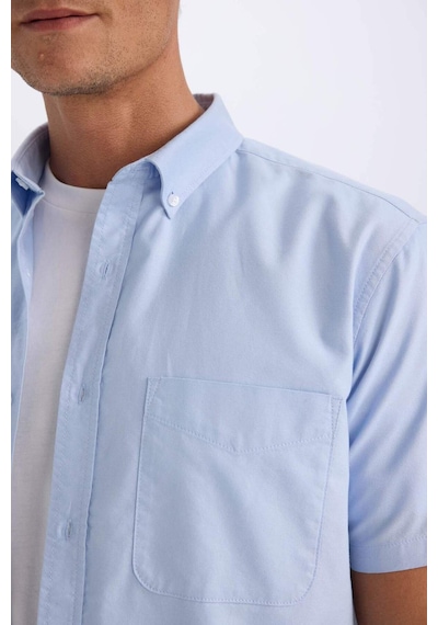 DeFacto %100 Pamuk Regular Fit Polo Yaka Oxford Yazlık Kısa Kollu Gömlek D7419AX25SMBE196