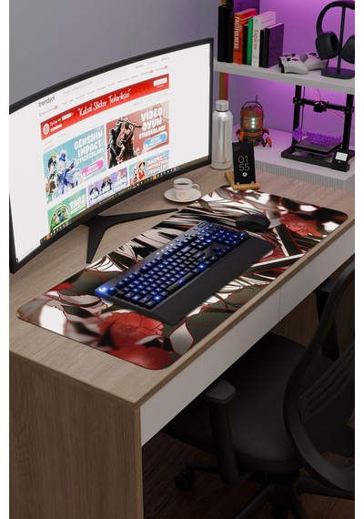 Dororo Anime V3 - 90x40 Xxl Gaming Kauçuk Kaymaz Taban Mouse Pad Fare Altlığı