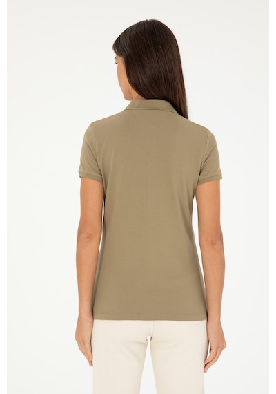 U.S. Polo Assn. Kadın Haki Basic Polo Yaka Tişört 50280071-VR027