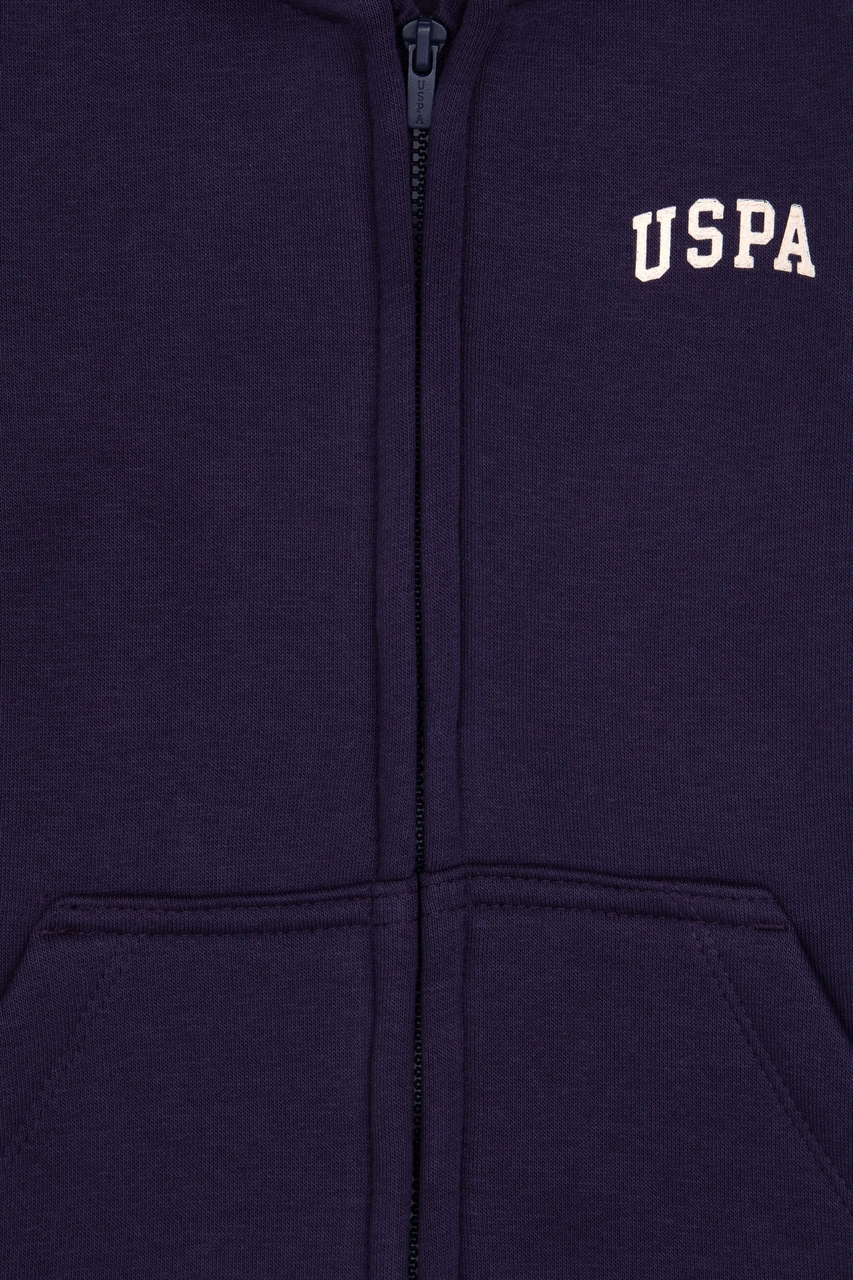U.S. Polo Assn. Erkek Çocuk Mürdüm Fermuarlı Kapüşonlu Sweatshirt 50313852-VR074
