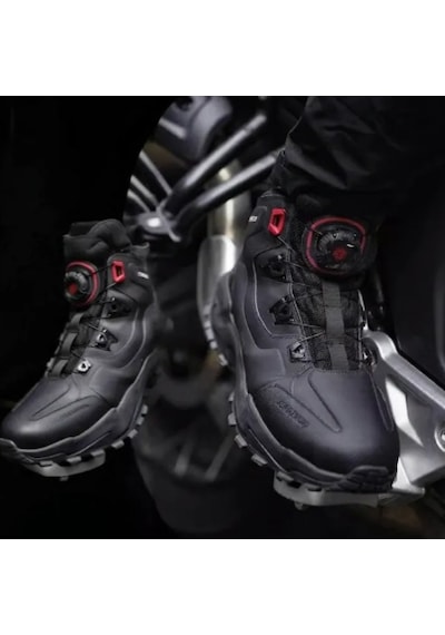 Ebakbak Motosiklet Touring Bot Mikrofiber Atop Bağcık 4 Mevsim Motorcu Botu Black