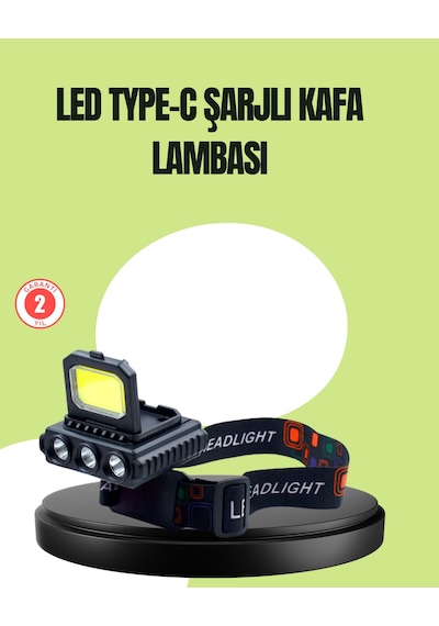 800 Lumen Çok Fonksiyonlu Led Kafa Lambası Type C Şarjlı