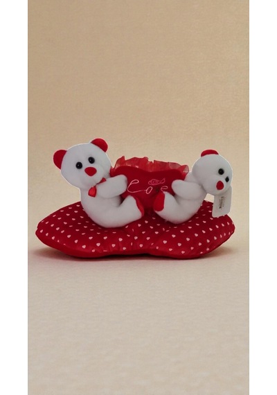Sevgililer Gününe Özel Love Yazılı Çift Ayıcıklı Yastık 32 Cm