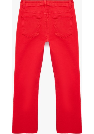 Koton Pamuklu Cepli Düğmeli İspanyol Paça Crop Jean Pantolon - Kick Flare Jeans Kırmızı 6sal40051mw Koton Pamuklu Cepli Düğmeli İspanyol Paça Crop Jean Pantolon - Kick Flare Jeans Kırmızı 6sal40051mw