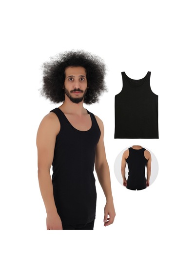 Cennetoğlu 12 Adet Erkek Penye Atlet Ekonomik Paket Siyah Siyah