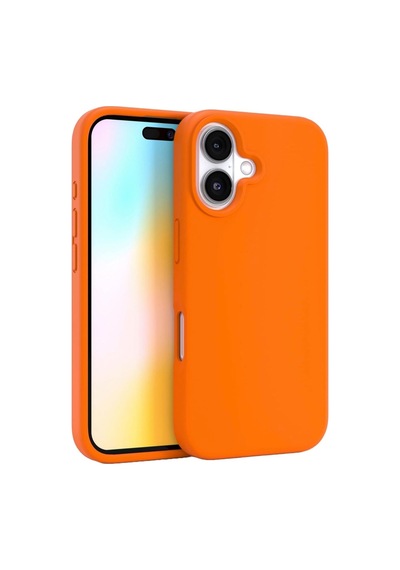 Apple Uyumlu iPhone 16 Plus  Silikon Kılıf - Pastel Renk Tonu Esnek Tam Koruma Kapak - Turuncu
