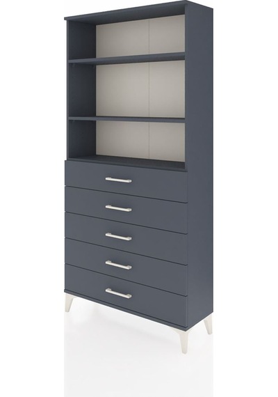 Arges Dolap 3 Raflı 5 Çekmeceli 88x30x182 Antrasit-antrasit Antrasit