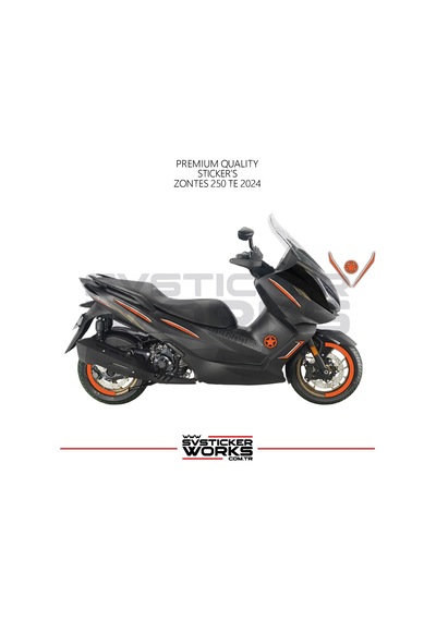 Zontes 250 Te Sticker Kaplama Set Full Kit Parçalı Etiket Sticker Modeli Turuncu