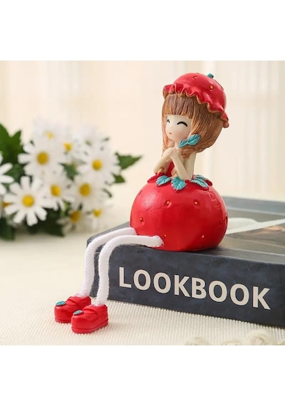 Ayakları Sallanan Ananas Çilek Gövdeler Biblo Dekoratif Hediye Ürün Vitrin Süsü Ev Hediyesi 20 Cm.