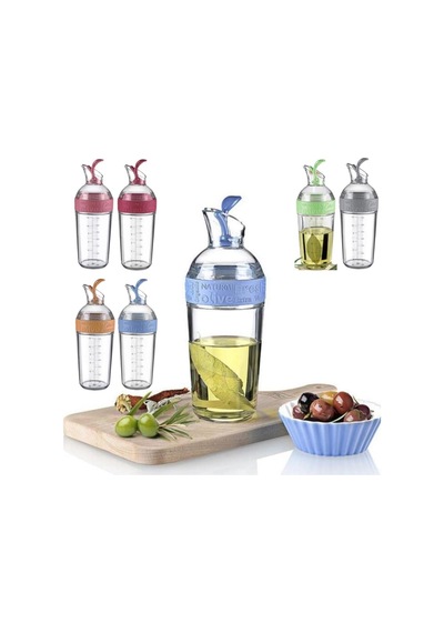 Sızdırmaz Yağdanlık Sosluk Sirke Şişesi 350ml Dekoratif Renkli Ayçiçek Yağı Sıvı Yağ Yağlık Damlatmaz Kapaklı Estetik Mavi Çok Renkli
