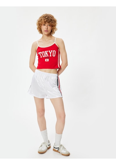 Koton Askılı Atlet Slogan Baskılı Bisiklet Yaka Slim Fit Kırmızı 4sal30388ık Kırmızı