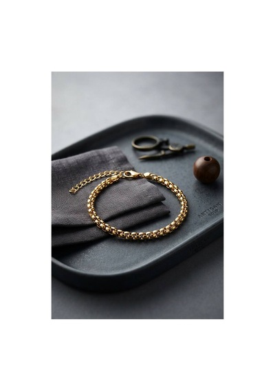 316l Çelik Gold Renk Box Zincir Model Erkek Bileklik Tj-eb3811 Evimdeyokyok