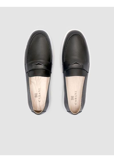 Cabani %100 Hakiki Deri Siyah Kadın Loafer Siyah