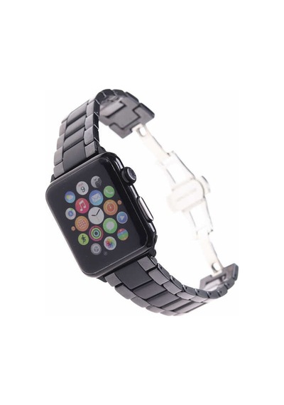 Watch Ultra 49mm Kordon Mat Seramik Metal Strap Kayış Clo- Parlak Siyah