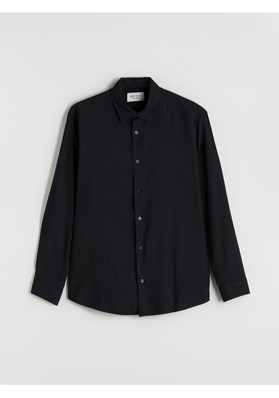 Lcw Vision Siyah Regular Fit Uzun Kollu Gabardin Erkek Gömlek