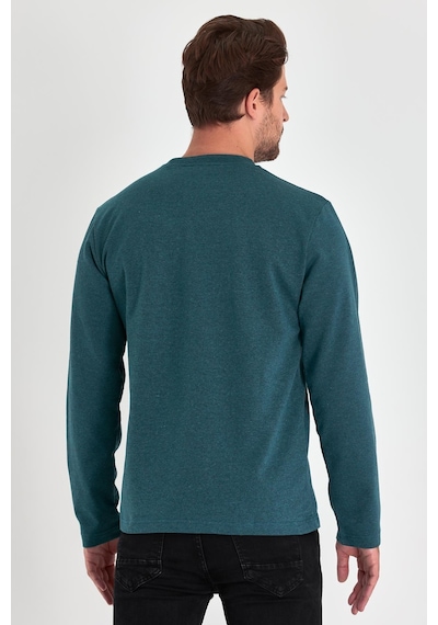 Comeor Erkek Petrol Çift Bisiklet Yaka Standart Rahat Kesim Sweatshirt Cmrb68-petrol