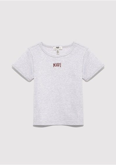 Mavi - Mavi Logo Baskılı Gri Tişört 7610350-88467