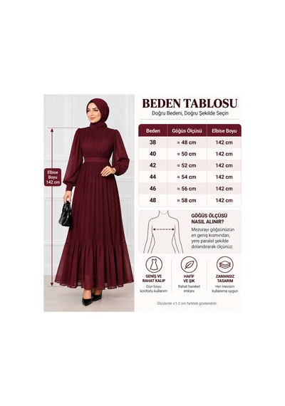 Miss Meliss Prenses Model Piliseli Şifon Elbise Bordo Bordo