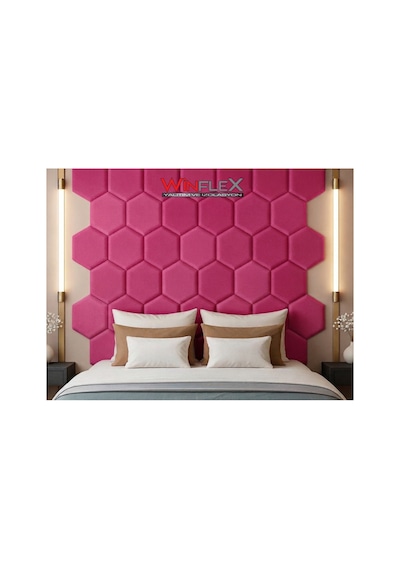 Winflex 40x50cm Altıgen Kumaş Kaplı Akustik Panel 1 Adet Fuşya