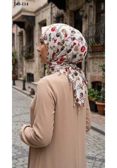 Dolce Cotton Desenli Sökme Boncuklu Eşarp 240-114 Çok Renkli