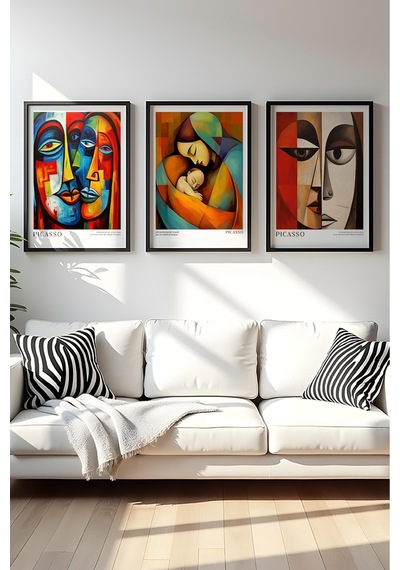 Huhuli Ahşap Siyah Çerçeveli Pablo Picasso Tablo Seti Huhu547